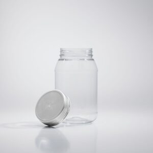 750ml Ribless Round Clear Jar with Multiseal White Closure