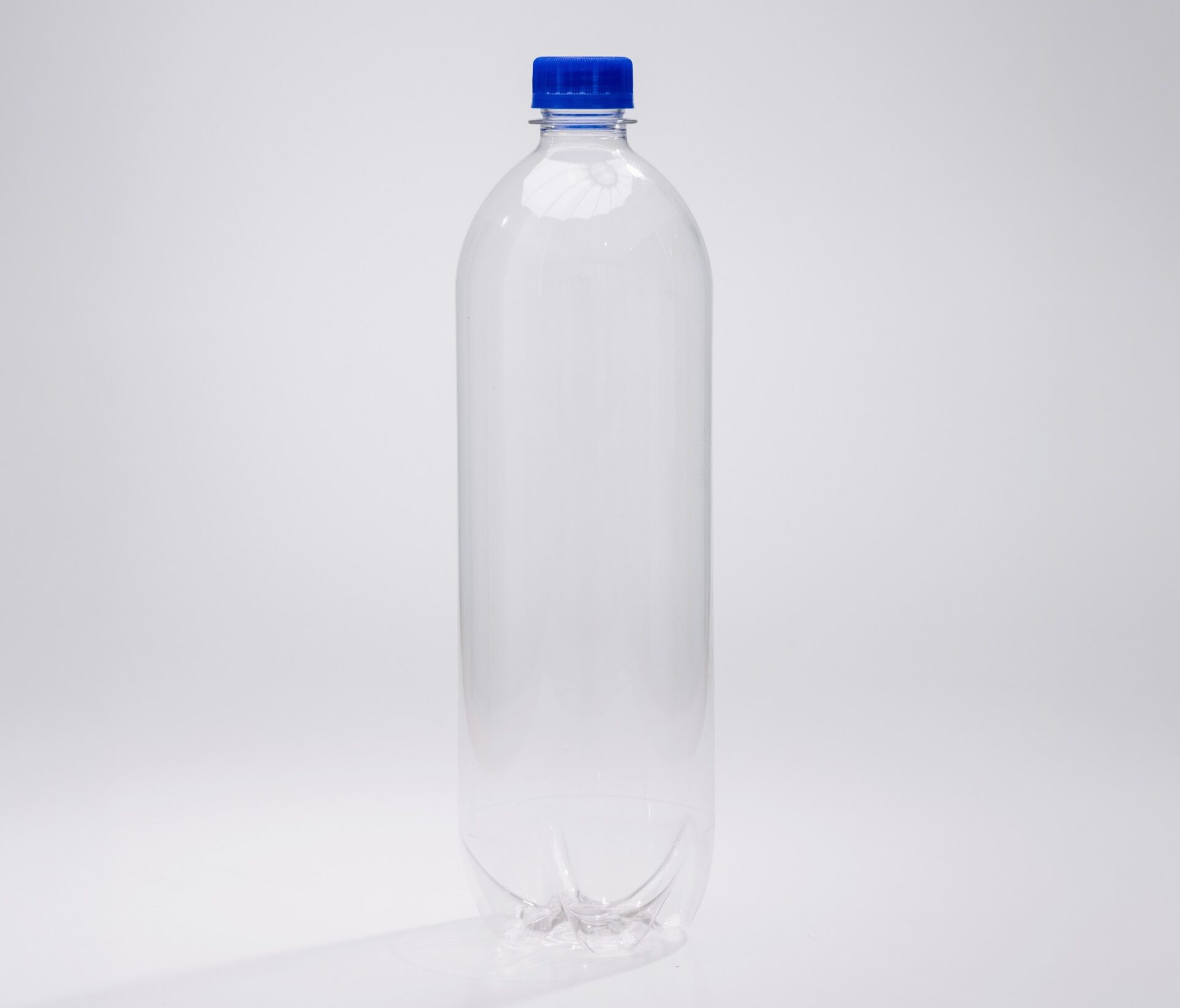 1L Clear PET Water Bottle with Blue Screw Top Closure