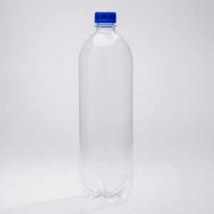 1L Clear PET Water Bottle with Blue Screw Top Closure